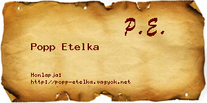 Popp Etelka névjegykártya